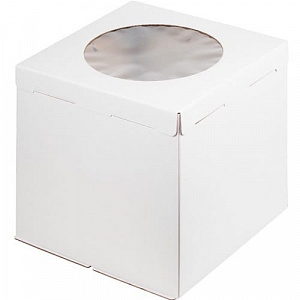 Коробка для торта с окошком, 30х30х45 см (белая)